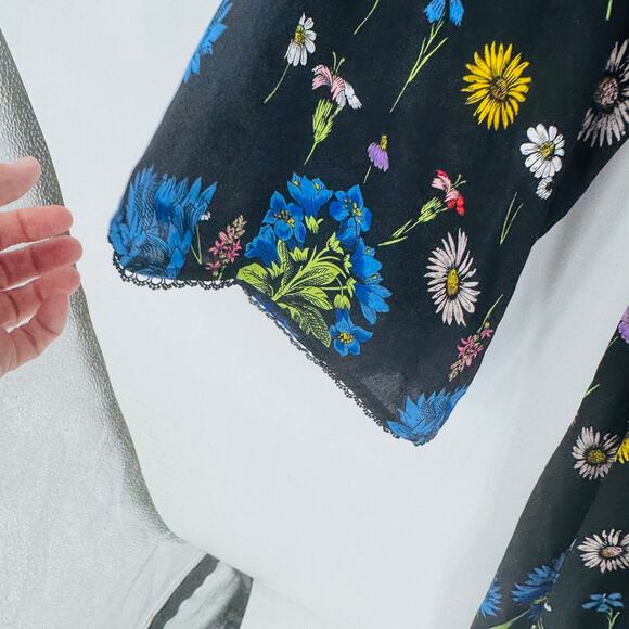 Maeve Anthropologie Dress XS‎ Black Blue Bell Sleeve Mini Boho Dark Romantic - Picture 7 of 11